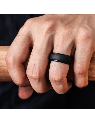 Anillo de Boda de Silicona ThunderFit 10mm Negro Talla 18.20mm