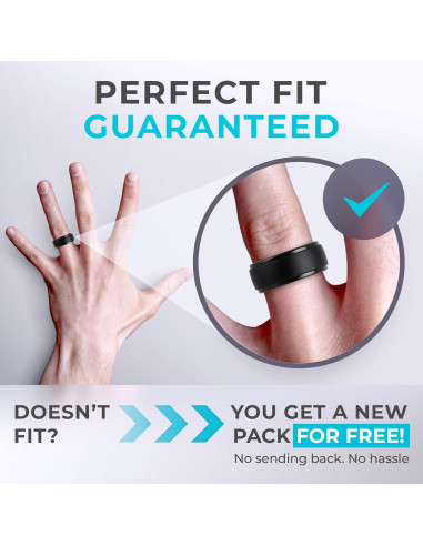 Anillo de Boda de Silicona ThunderFit 10mm Negro Talla 18.20mm