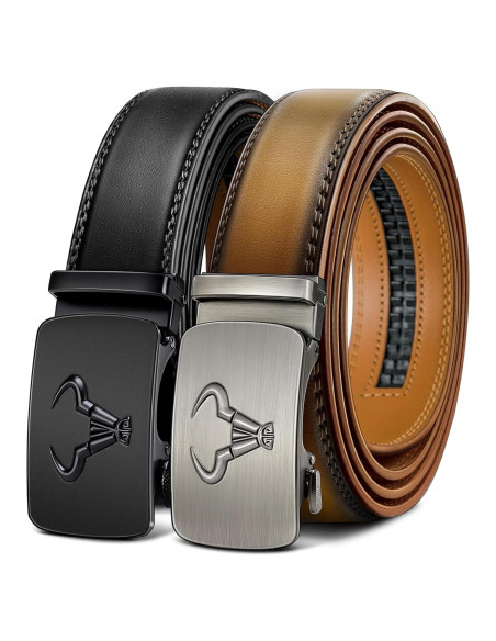 Cinturón BULLIANT 2Pack de cuero ajustable para hombres