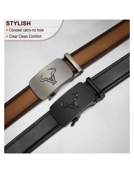 Cinturón BULLIANT 2Pack de cuero ajustable para hombres