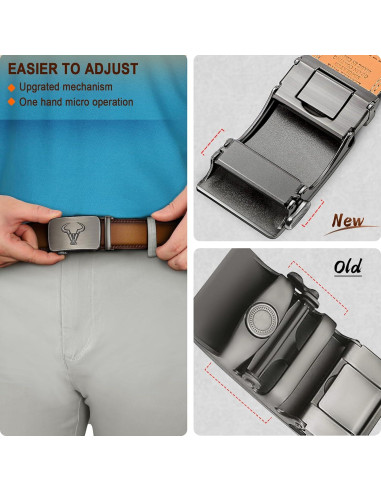 Cinturón BULLIANT 2Pack de cuero ajustable para hombres