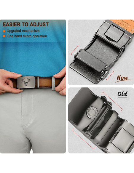 Cinturón BULLIANT 2Pack de cuero ajustable para hombres