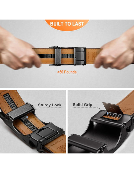 Cinturón BULLIANT 2Pack de cuero ajustable para hombres