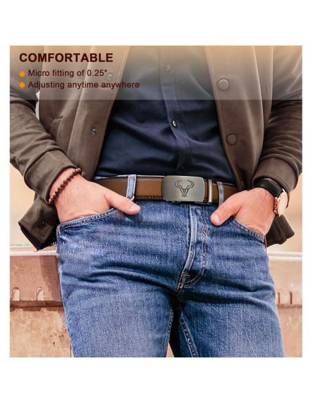 Cinturón BULLIANT 2Pack de cuero ajustable para hombres