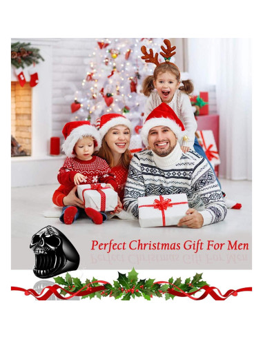 Anillo Abrebotellas Calavera LAOYOU para Hombres - Acero Inoxidable