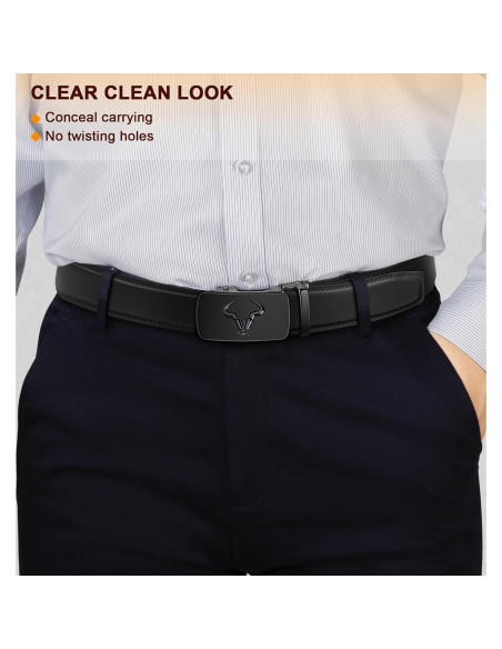Cinturón BULLIANT 2Pack de cuero ajustable para hombres