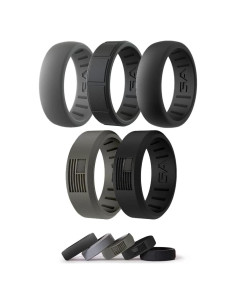 Anillo de Silicona S A para Hombres - 5 Pack Clásico Militar