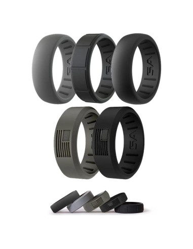 Anillo de Silicona S A para Hombres - 5 Pack Clásico Militar