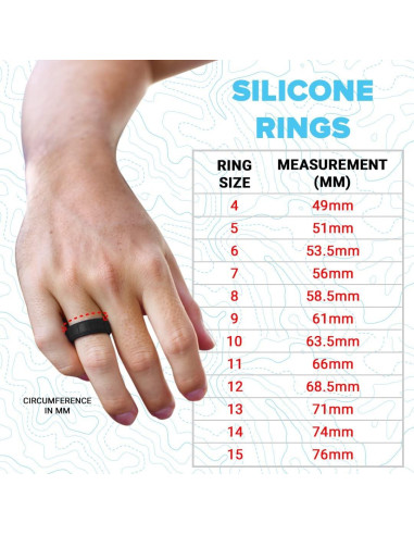 Anillo de Silicona S A para Hombres - 5 Pack Clásico Militar