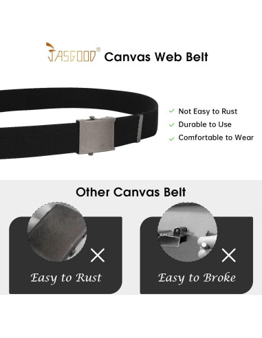 Cinturón Militar JASGOOD de Lona Ajustable Unisex 120-135 cm