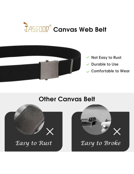 Cinturón Militar JASGOOD de Lona Ajustable Unisex 120-135 cm