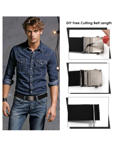 Cinturón Militar JASGOOD de Lona Ajustable Unisex 120-135 cm