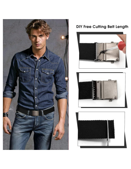 Cinturón Militar JASGOOD de Lona Ajustable Unisex 120-135 cm