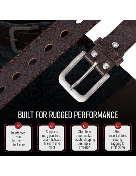 Cinturón de Cuero Genuino con Hebilla de Acero 3.81 cm