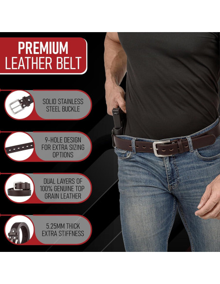 Cinturón de Cuero Genuino con Hebilla de Acero 3.81 cm