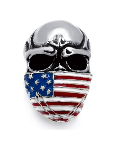 Anillo de Acero Inoxidable Elfasio Calavera Americana Talla 7-15