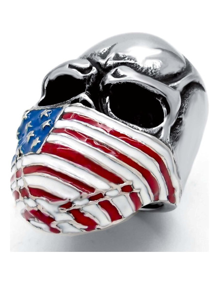 Anillo de Acero Inoxidable Elfasio Calavera Americana Talla 7-15