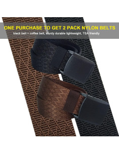 Paquete 2 Cinturones Nylon Hombres Sin Metal 71-162 cm 2