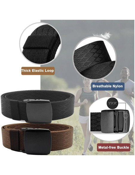 Paquete 2 Cinturones Nylon Hombres Sin Metal 71-162 cm