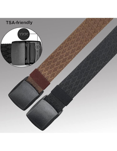 Paquete 2 Cinturones Nylon Hombres Sin Metal 71-162 cm