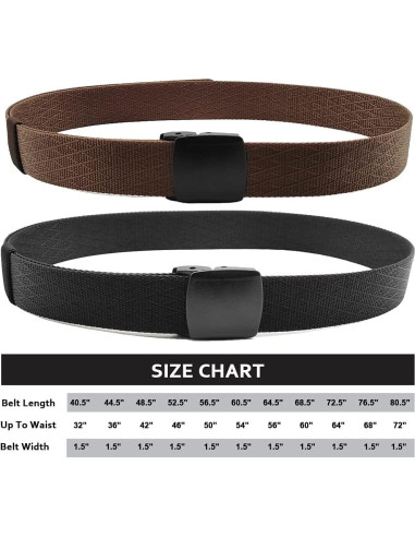 Paquete 2 Cinturones Nylon Hombres Sin Metal 71-162 cm
