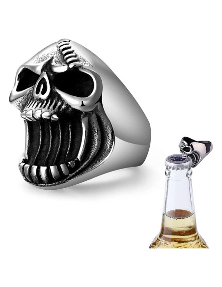 Anillo de Calavera LAOYOU Gótico Abrebotellas para Hombres