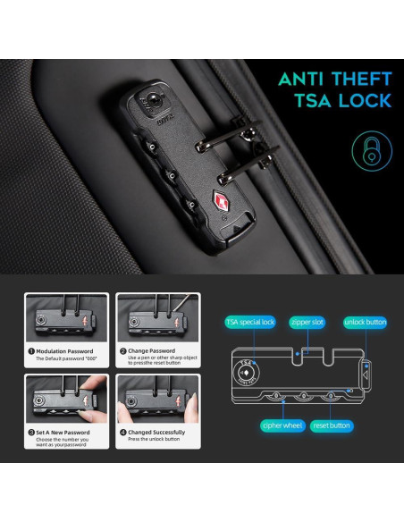 Mochila Antirrobo BANGE para Portátil 17.3" Impermeable USB