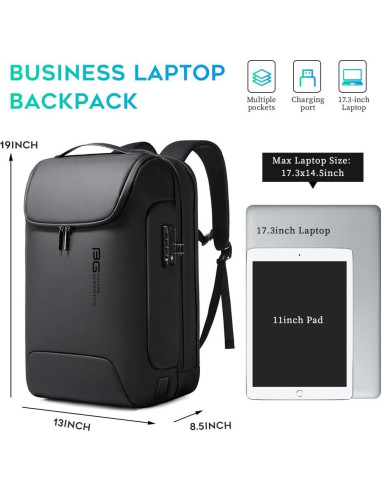 Mochila Antirrobo BANGE para Portátil 17.3" Impermeable USB