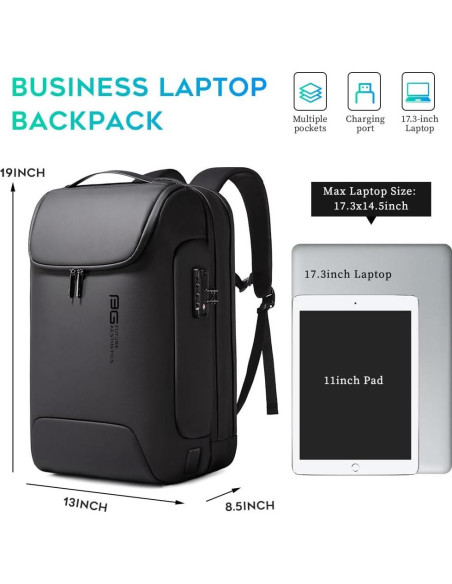 Mochila Antirrobo BANGE para Portátil 17.3" Impermeable USB