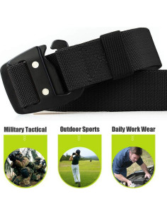 Cinturón Táctico WYuZe Ajustable Elástico Militar Negro 2