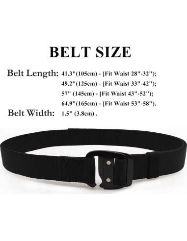 Cinturón Táctico WYuZe Ajustable Elástico Militar Negro
