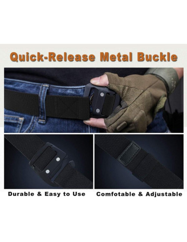 Cinturón Táctico WYuZe Ajustable Elástico Militar Negro