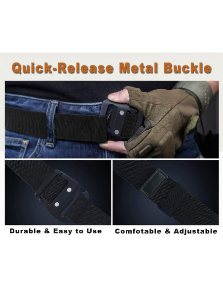 Cinturón Táctico WYuZe Ajustable Elástico Militar Negro