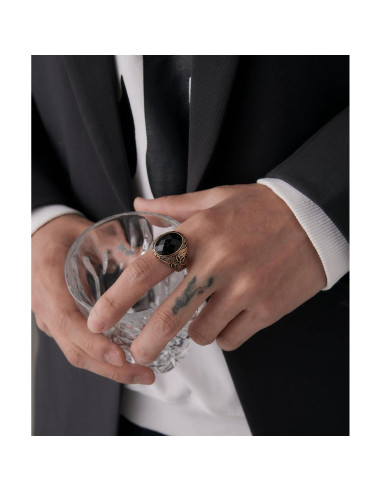 Anillo de Boda Retro de Ojo de Tigre LXBQYSTO para Hombres