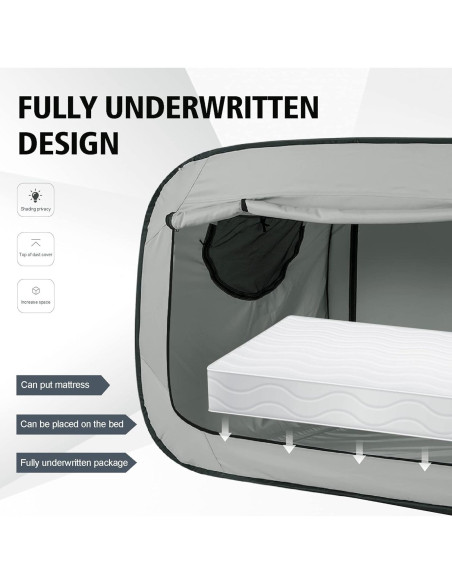 Carpa de Cama ANC POP Individual Negra 200x105x120cm