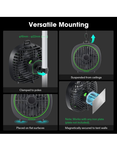 Ventilador de Clip VIVOSUN D4 10 cm 3 Velocidades Ajustable