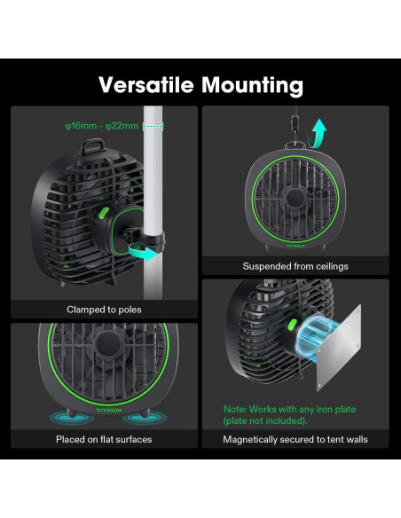 Ventilador de Clip VIVOSUN D4 10 cm 3 Velocidades Ajustable