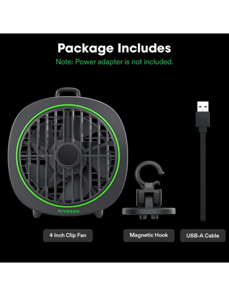 Ventilador de Clip VIVOSUN D4 10 cm 3 Velocidades Ajustable