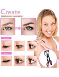 Kit de Rizador de Pestañas y Cejas Qiipii con 10 Almohadillas 2