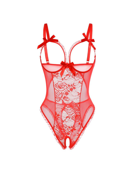 Lencería Sexy Babydoll Avidlove Rojo Mediano Encaje Floral