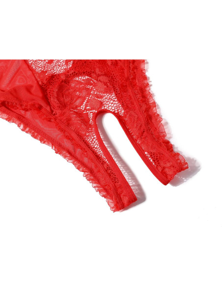 Lencería Sexy Babydoll Avidlove Rojo Mediano Encaje Floral