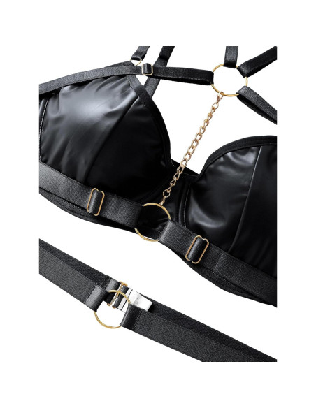 Conjunto de Lencería Sexy Lilosy Mediano Negro con Tirantes