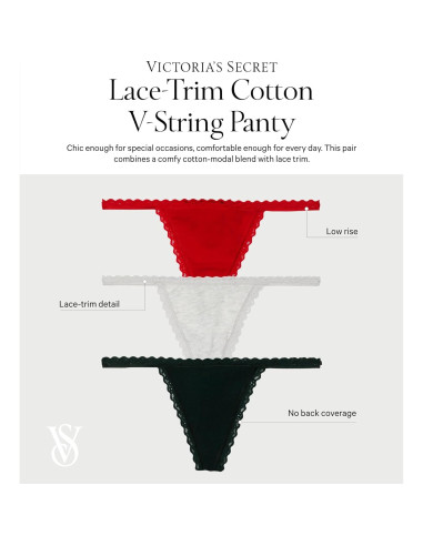 Tanga V-String de Algodón Victoria's Secret - Paquete Múltiple