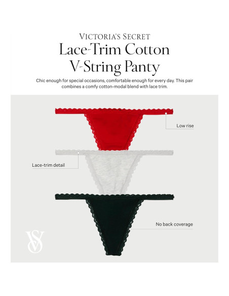 Tanga V-String de Algodón Victoria's Secret - Paquete Múltiple