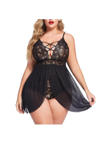 Babydoll Lencería Avidlove Talla Grande Negro 3X con Broche
