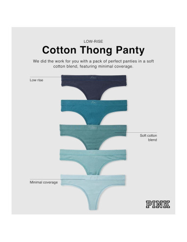 Tangas de Algodón PINK Victoria's Secret Paquete 5 Pzas