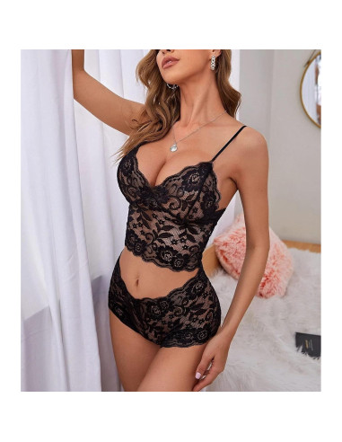 Pijamas Lingerie Sexy Lilosy Encaje Floral Talla Grande