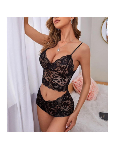 Pijamas Lingerie Sexy Lilosy Encaje Floral Talla Grande