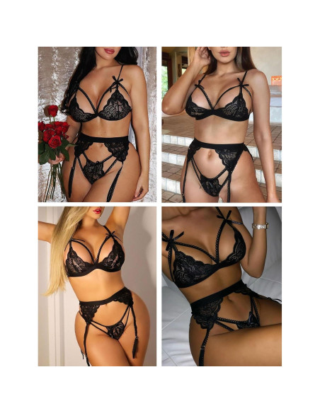 Conjunto de Lencería Avidlove con Teddy y Cinturones