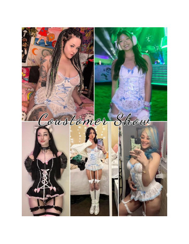 Conjunto de Lencería Sexy para Mujeres Corsé Negro 2 Piezas